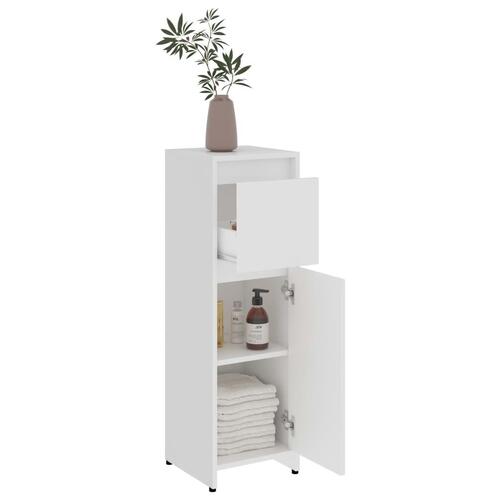 Badeværelsesskab 30x30x95 cm konstrueret træ hvid