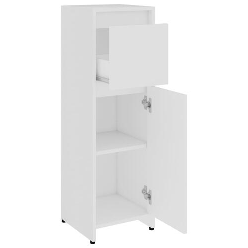 Badeværelsesskab 30x30x95 cm konstrueret træ hvid