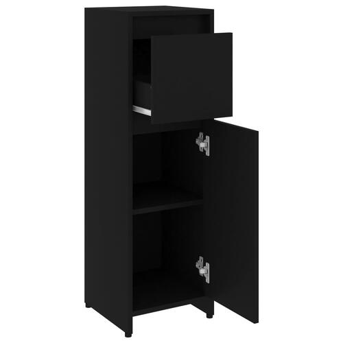 Badeværelsesskab 30x30x95 cm konstrueret træ sort