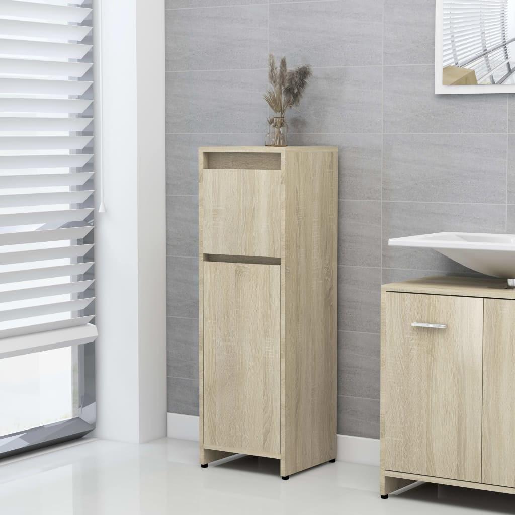 Badeværelsesskab 30x30x95 cm konstrueret træ sonoma-eg