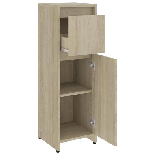Badeværelsesskab 30x30x95 cm konstrueret træ sonoma-eg