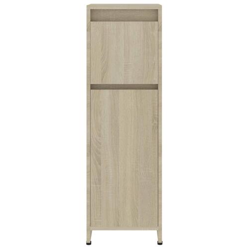 Badeværelsesskab 30x30x95 cm konstrueret træ sonoma-eg