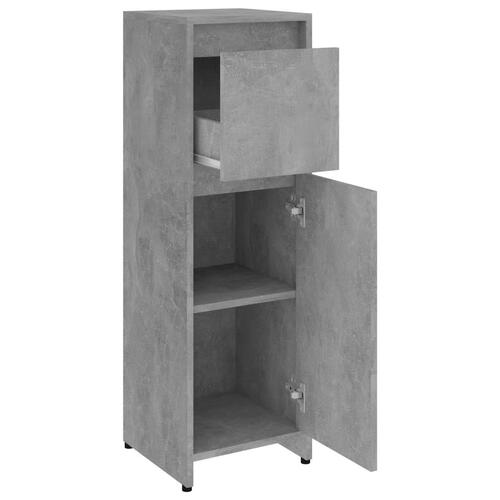 Badeværelsesskab 30x30x95 cm konstrueret træ betongrå