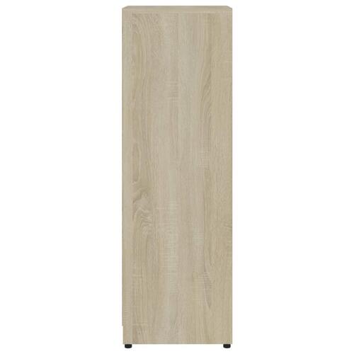 Badeværelsesskab 30x30x95 cm konstrueret træ hvid og sonoma eg