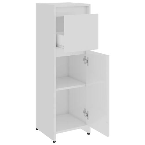 Badeværelsesskab 30x30x95 cm konstrueret træ hvid højglans