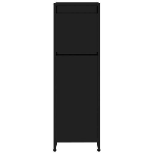 Badeværelsesskab 30x30x95 cm konstrueret træ sort højglans