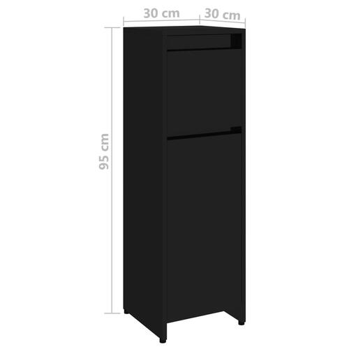 Badeværelsesskab 30x30x95 cm konstrueret træ sort højglans