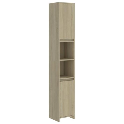 Badeværelsesskab 30x30x183,5 cm konstrueret træ sonoma-eg
