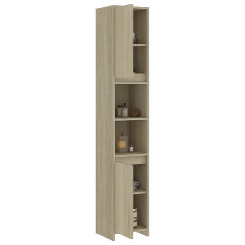 Badeværelsesskab 30x30x183,5 cm konstrueret træ sonoma-eg