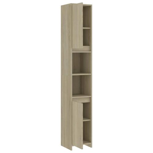 Badeværelsesskab 30x30x183,5 cm konstrueret træ sonoma-eg