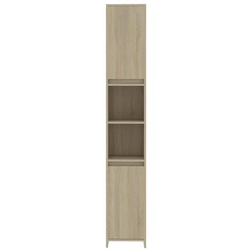 Badeværelsesskab 30x30x183,5 cm konstrueret træ sonoma-eg