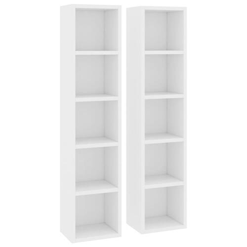 Cd-reoler 2 stk. 21x16x93,5 cm konstrueret træ hvid