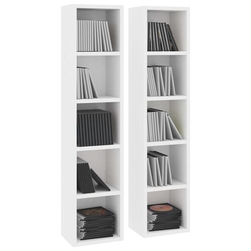 Cd-reoler 2 stk. 21x16x93,5 cm konstrueret træ hvid