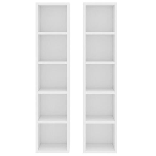 Cd-reoler 2 stk. 21x16x93,5 cm konstrueret træ hvid
