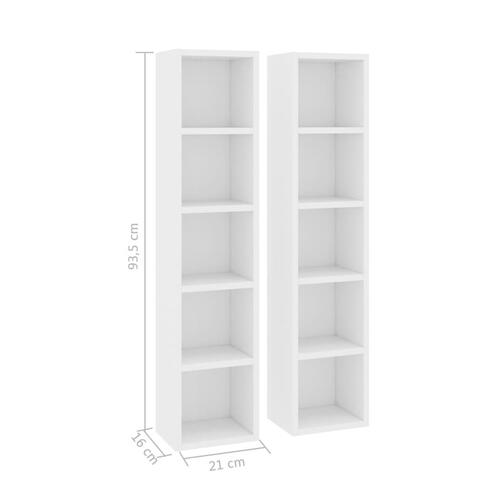 Cd-reoler 2 stk. 21x16x93,5 cm konstrueret træ hvid