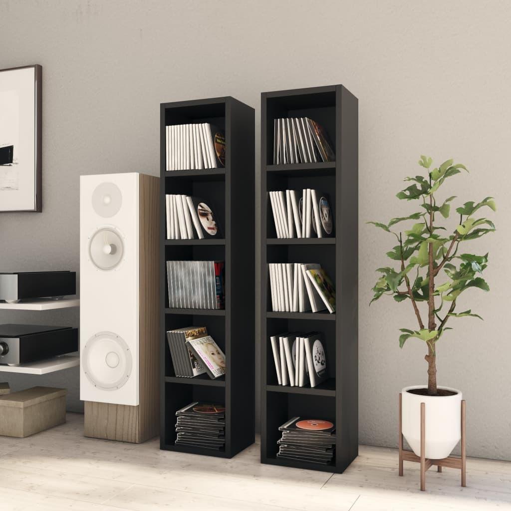 CD-reoler 2 stk. 21x16x93,5 cm spånplade sort