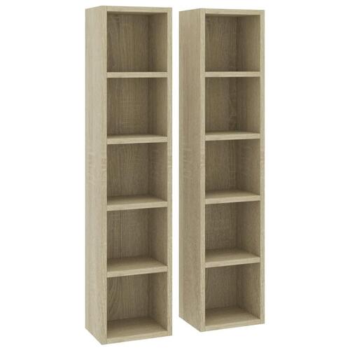 CD-reoler 2 stk. 21x16x93,5 cm spånplade sonoma-eg