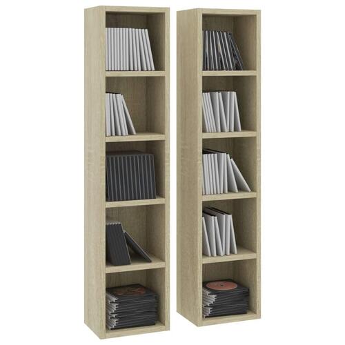 CD-reoler 2 stk. 21x16x93,5 cm spånplade sonoma-eg