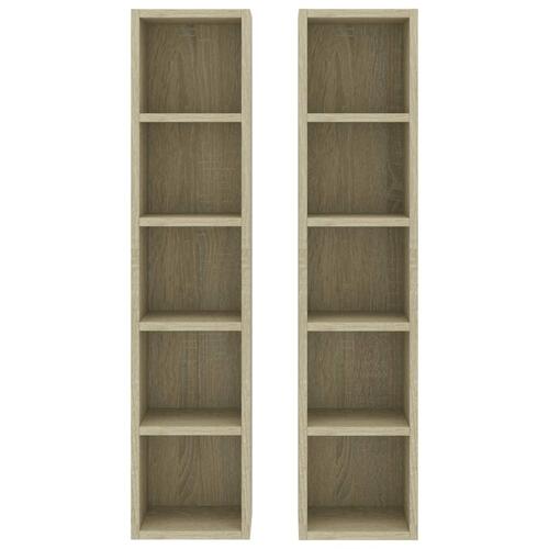CD-reoler 2 stk. 21x16x93,5 cm spånplade sonoma-eg