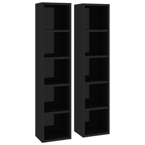 CD-reoler 2 stk. 21x16x93,5 cm spånplade sort højglans