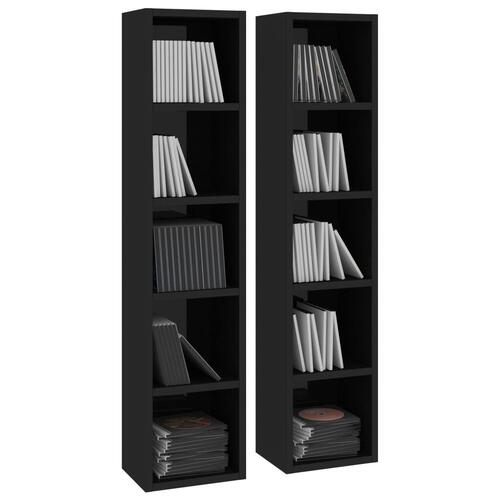 CD-reoler 2 stk. 21x16x93,5 cm spånplade sort højglans
