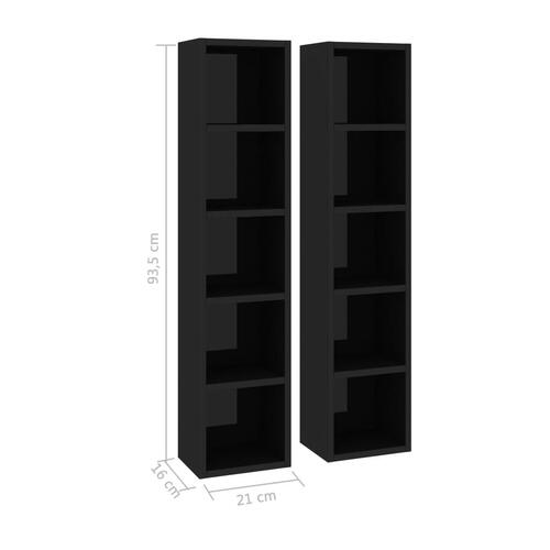 CD-reoler 2 stk. 21x16x93,5 cm spånplade sort højglans