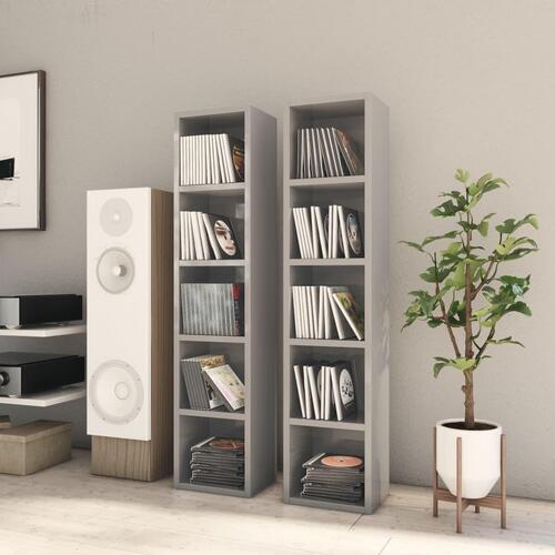 CD-reoler 2 stk. 21x16x93,5 cm spånplade grå højglans