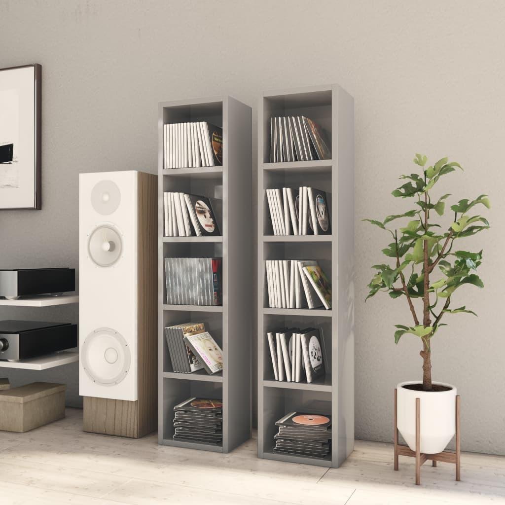 CD-reoler 2 stk. 21x16x93,5 cm spånplade grå højglans