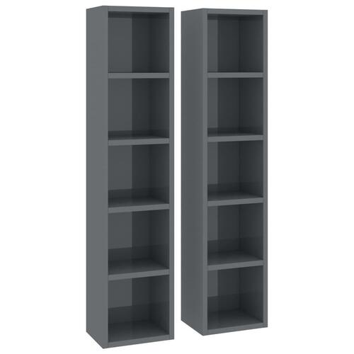 CD-reoler 2 stk. 21x16x93,5 cm spånplade grå højglans