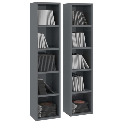 CD-reoler 2 stk. 21x16x93,5 cm spånplade grå højglans