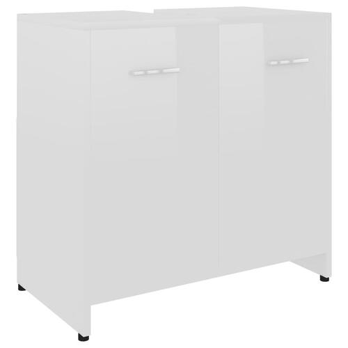Badeværelsesskab 60x33x61 cm konstrueret træ hvid højglans