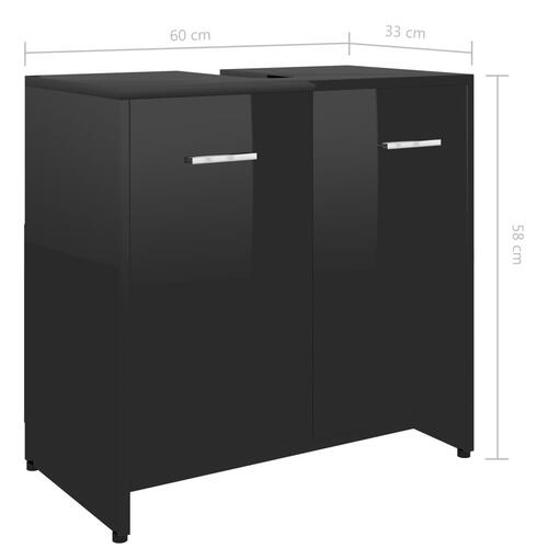 Badeværelsesskab 60x33x61 cm konstrueret træ sort højglans