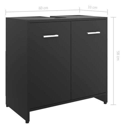 Badeværelsesskab 60x33x61 cm konstrueret træ sort