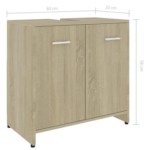Badeværelsesskab 60x33x61 cm konstrueret træ sonoma-eg