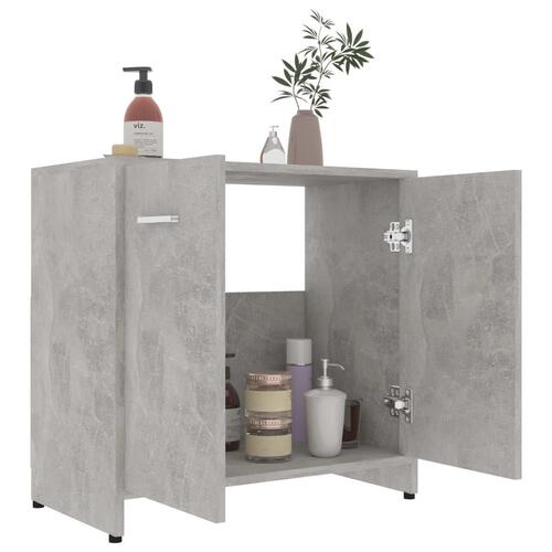Badeværelsesskab 60x33x61 cm konstrueret træ betongrå