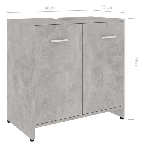 Badeværelsesskab 60x33x61 cm konstrueret træ betongrå