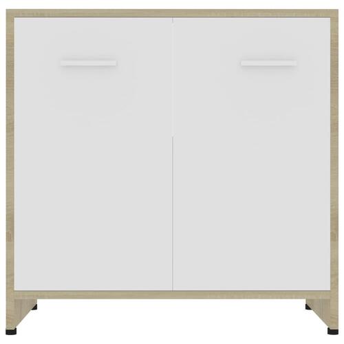 Badeværelsesskab 60x33x61 cm konstrueret træ hvid sonoma-eg