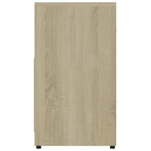 Badeværelsesskab 60x33x61 cm konstrueret træ hvid sonoma-eg