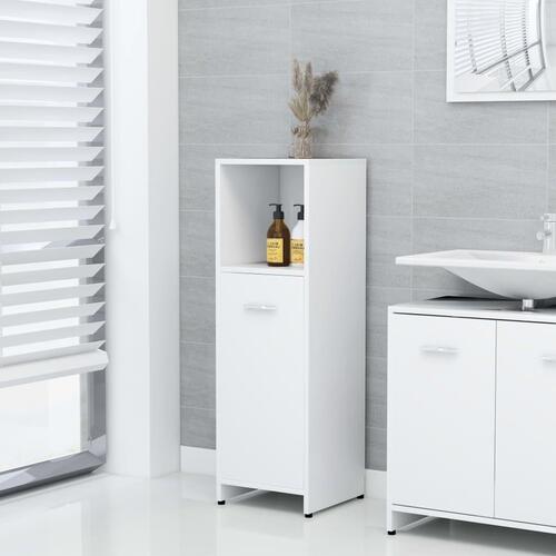 Badeværelsesskab 30x30x95 cm konstrueret træ hvid