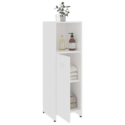 Badeværelsesskab 30x30x95 cm konstrueret træ hvid