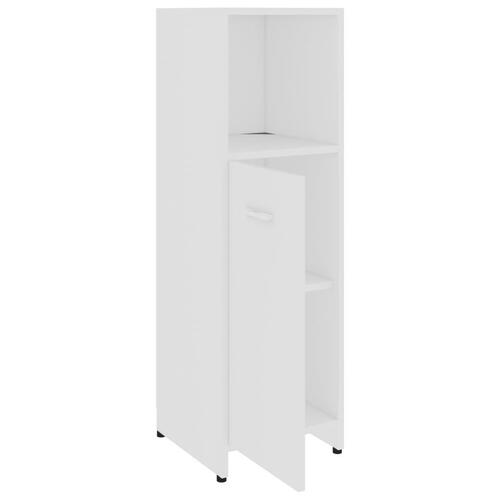 Badeværelsesskab 30x30x95 cm konstrueret træ hvid