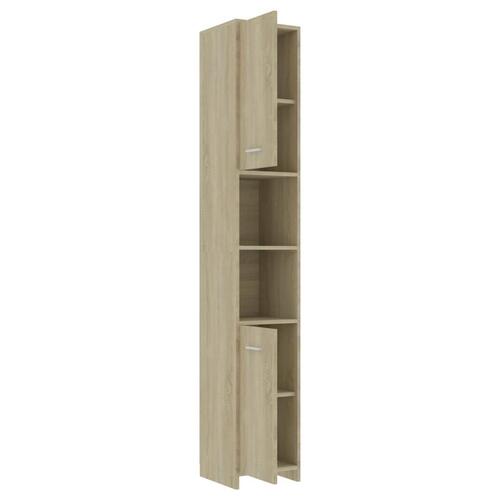 Badeværelsesskab 30x30x183,5 cm konstrueret træ sonoma-eg