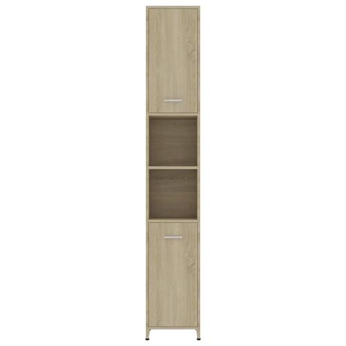Badeværelsesskab 30x30x183,5 cm konstrueret træ sonoma-eg