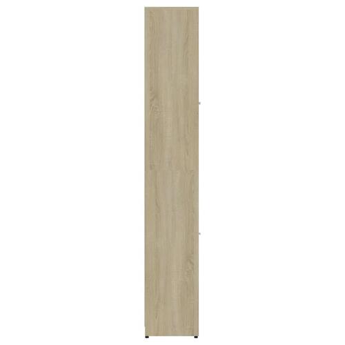 Badeværelsesskab 30x30x183,5 cm spånplade hvid og sonoma-eg