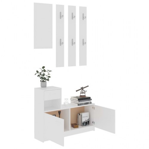 Entrémøbel 100x25x76,5 cm konstrueret træ hvid