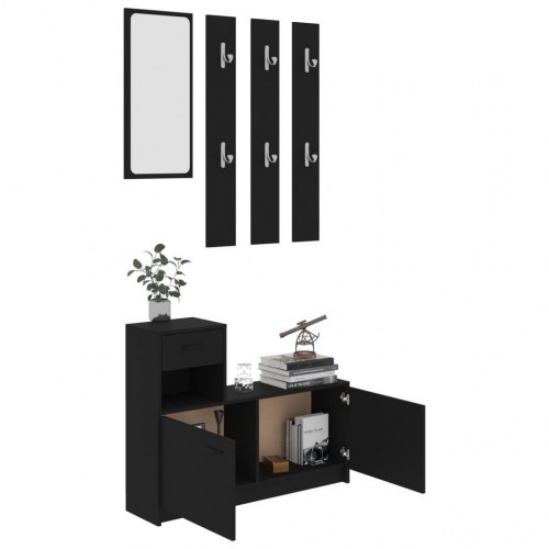 Entrémøbel 100x25x76,5 cm konstrueret træ sort