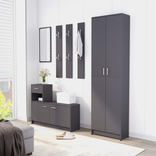 Entrémøbel 100x25x76,5 cm konstrueret træ grå