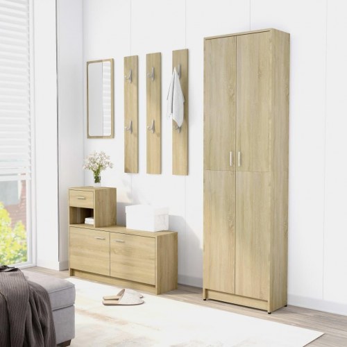 Entrémøbel 100x25x76,5 cm konstrueret træ sonoma-eg