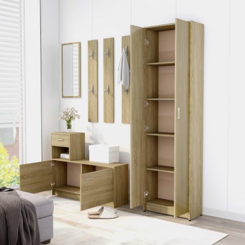 Entrémøbel 100x25x76,5 cm konstrueret træ sonoma-eg