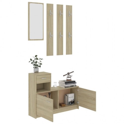 Entrémøbel 100x25x76,5 cm konstrueret træ sonoma-eg
